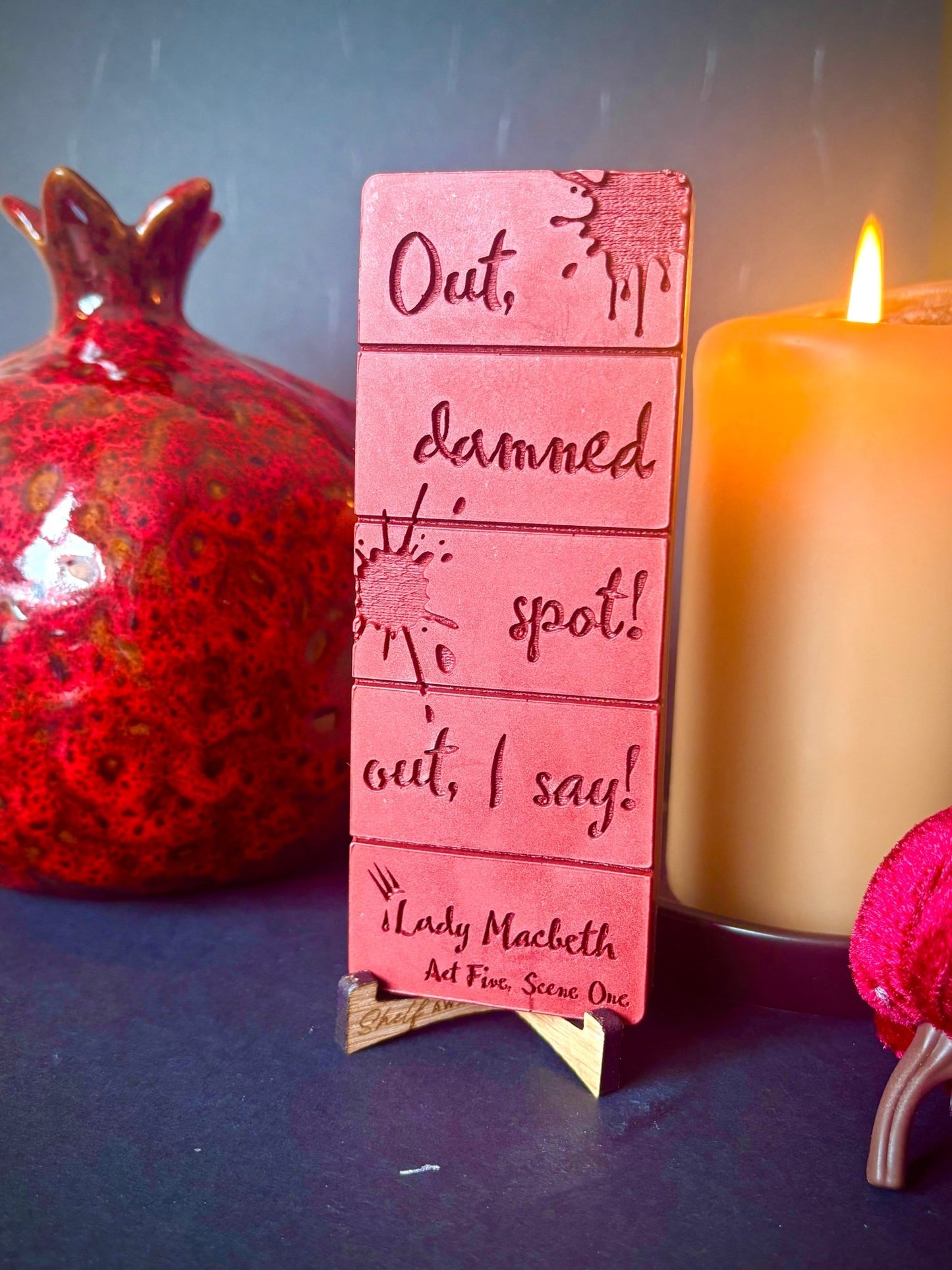 Out Damned Spot Lady Macbeth book lover quote on a wax melt