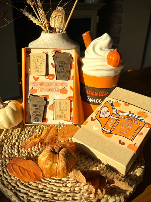 autumn book lover gift wax melts and pumpkin spice wax melt burner