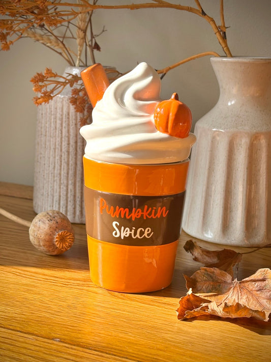 Pumpkin Spice Latte Wax Melt Burner in an autumnal display